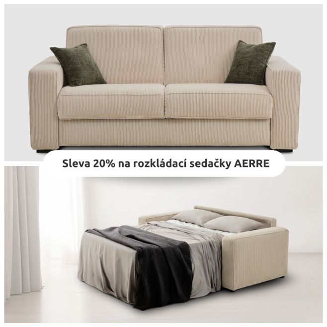 ✨ Rozkládací sedačky Aerre se slevou 20%! ✨ Hledáte stylovou sedačku, která vám zároveň poskytne pohodlné spaní? Italské...